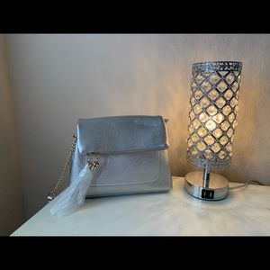 MKF Crossbody Handbag Silver 7.5”X 6.5”